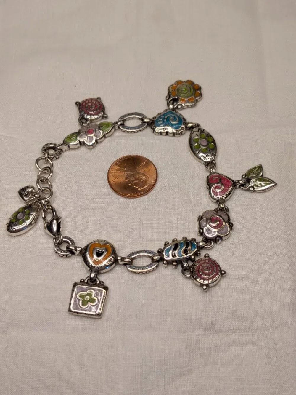Brighton “Pop Garden” Enamel Charm Bracelet – Retired 8.5